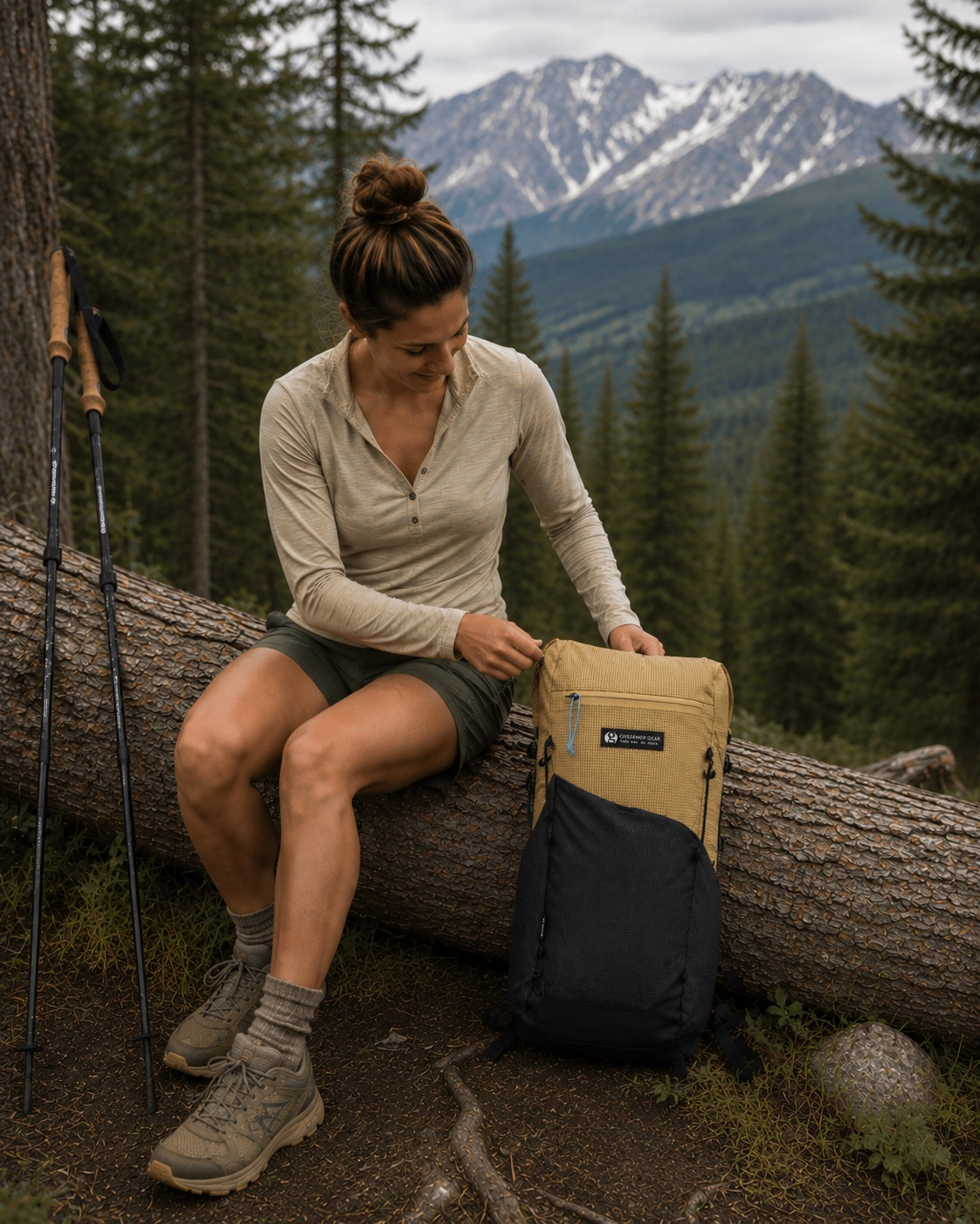 Hiker with Gossamer Gear Vetta 20 Badlands Color