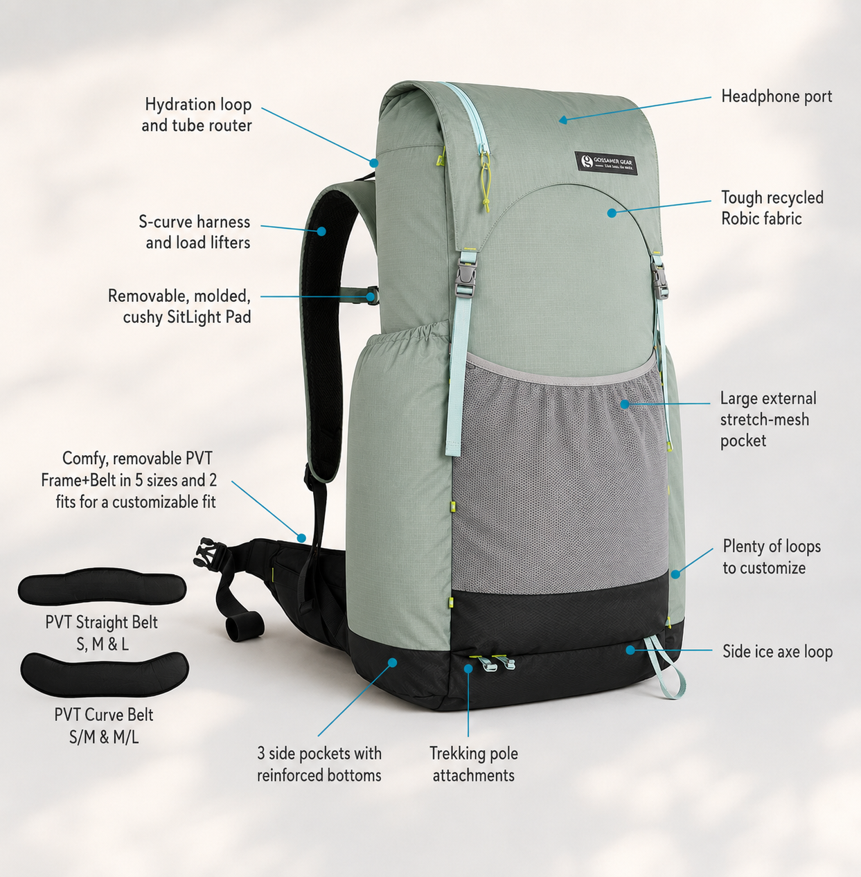 Gossamer Gear Mariposa 60 backpack specifications and features