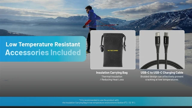 NITECORE SUMMIT 10000 power bank with charging cable and insulated carrying pouch